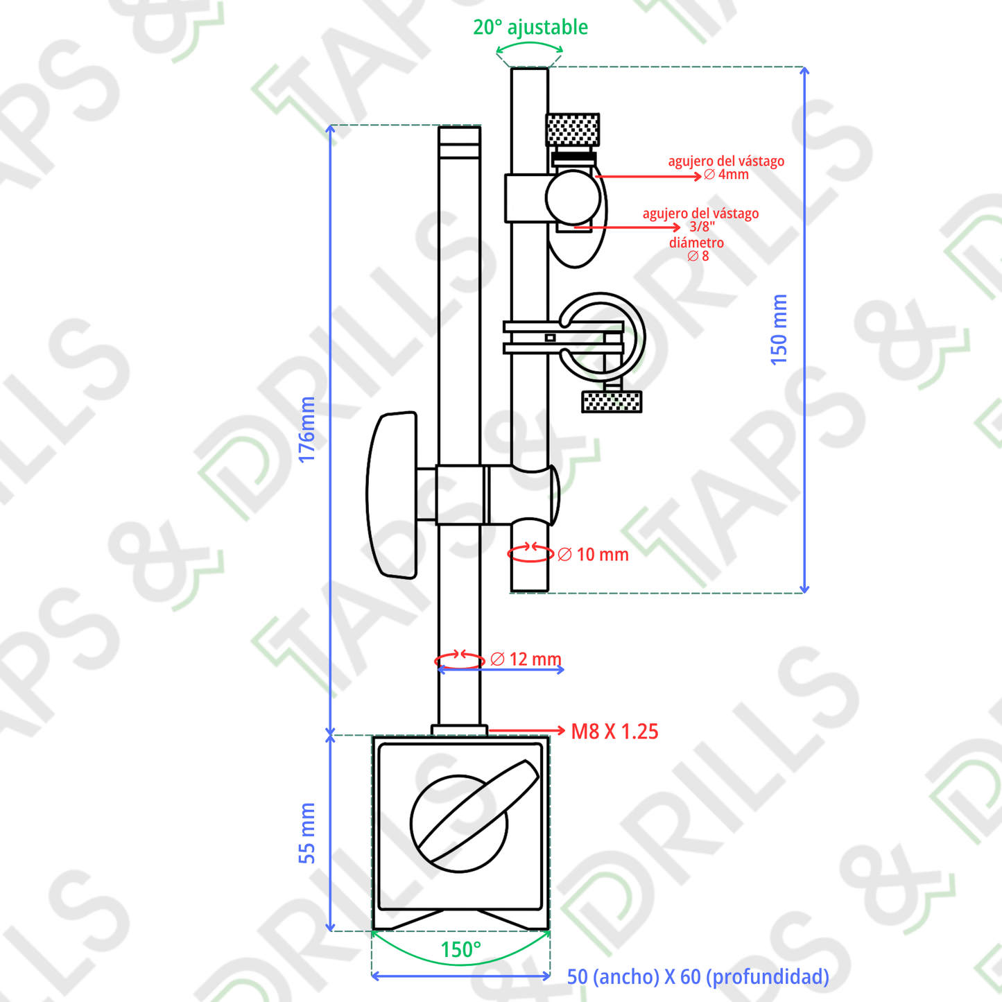Juego De Indicador 0-1" y Base Magnética 60 Kg